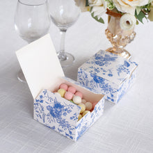 25 Pack White Blue Chinoiserie Floral Print Paper Gift Boxes, Cardstock Candy Favor Box