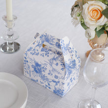 25 Pack White Blue Party Favor Gift Tote Gable Boxes with Chinoiserie Floral Print, Candy