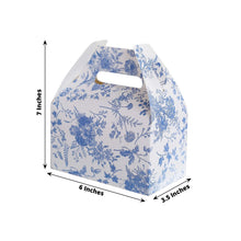 25 Pack White Blue Party Favor Gift Tote Gable Boxes with Chinoiserie Floral Print, Candy