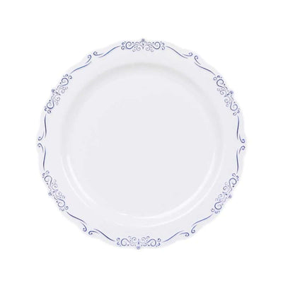 White decorative plate with blue floral design