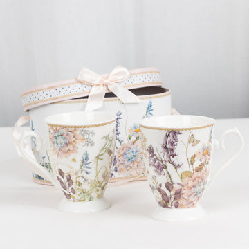Exquisite White Blush Floral Porcelain Mugs