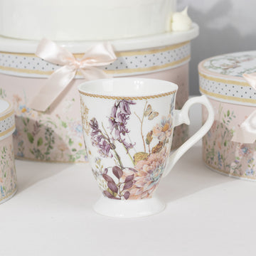 Stunning White Blush Floral Porcelain Tea Cups