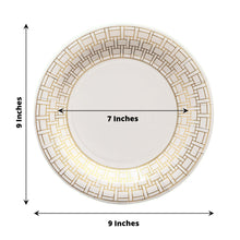 25 Pack White Dinner Paper Plates With Gold Basketweave Pattern Rim, 9inch Round Disposable