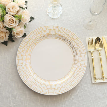 White Basketweave Pattern Charger Plates