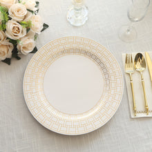 10 Pack White Cardstock Paper Charger Plates With Gold Basketweave Pattern Rim