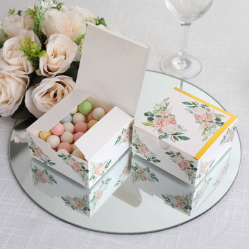 Unforgettable White Pink Peony Flowers Print Cardstock Gift Boxes