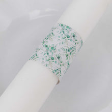 50 Pack White Green Paper Napkin Rings with Eucalyptus Leaves Print