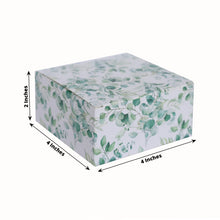 25 Pack White Green Eucalyptus Leaves Print Paper Gift Boxes, Cardstock Candy Favor Box