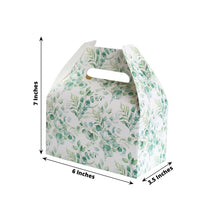 25 Pack White Green Party Favor Gift Tote Gable Boxes with Eucalyptus Leaves Print