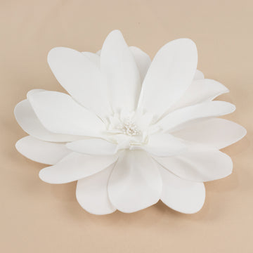 4 Pack White Life-Like Soft Foam Craft Dahlia Flower Heads 12"