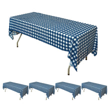 5 Pack White Navy Blue Buffalo Plaid Rectangle Plastic Tablecloths