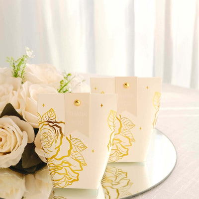 Elegant gift boxes with gold floral design and "Thank You" message.