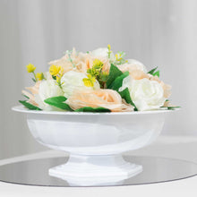 3 Pack White Roman Style Footed Compote Bowl Flower Vase, Round Decorative Plastic Planter Pedestal