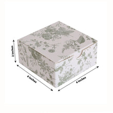 25 Pack White Sage Green Floral Print Paper Gift Boxes With Lids