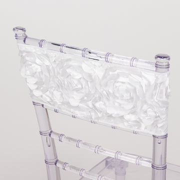 Enhance Your Event with White Satin Rosette Chair Sashes