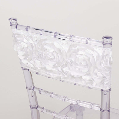 Clear acrylic chair back with rose design detail.
