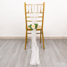 5 Pack White Sheer Crinkled Organza Chair Sashes, Premium Shimmer Chiffon Layered Chair Sashes