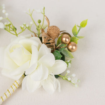 Enhance Your Wedding Ensemble with the White Silk Rose Pocket Square