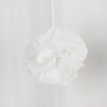 6 Pack White Tissue Paper Pom Poms Flower Balls, Ceiling Wall Hanging Decorations - 8"