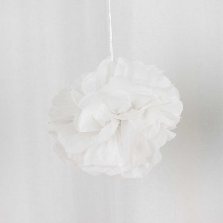 6 Pack White Tissue Paper Pom Poms Flower Balls, Ceiling Wall Hanging Decorations