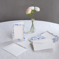 25 Pack White Blue Paper Picture Frames Wedding Invitation Cards With Envelopes, Chinoiserie Floral Design Greeting Cards - 7"x5"