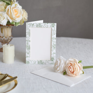 White Sage Green Floral Photo Frame Cards for Memorable Events