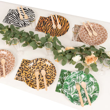60 Pcs Animal Safari Print Disposable Dinnerware Set, Jungle Theme Paper Plates and Napkins Party Supplies - Serves 30