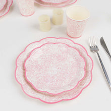 75 Pcs Pink White Vintage Floral Paper Party Supplies Kit, Disposable Plates Cups
