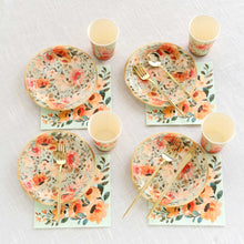 72 Pcs Sage Green Disposable Dinnerware Set With Pink Floral Print
