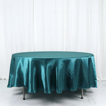 Satin Peacock Teal 108 Inch Round Tablecloth