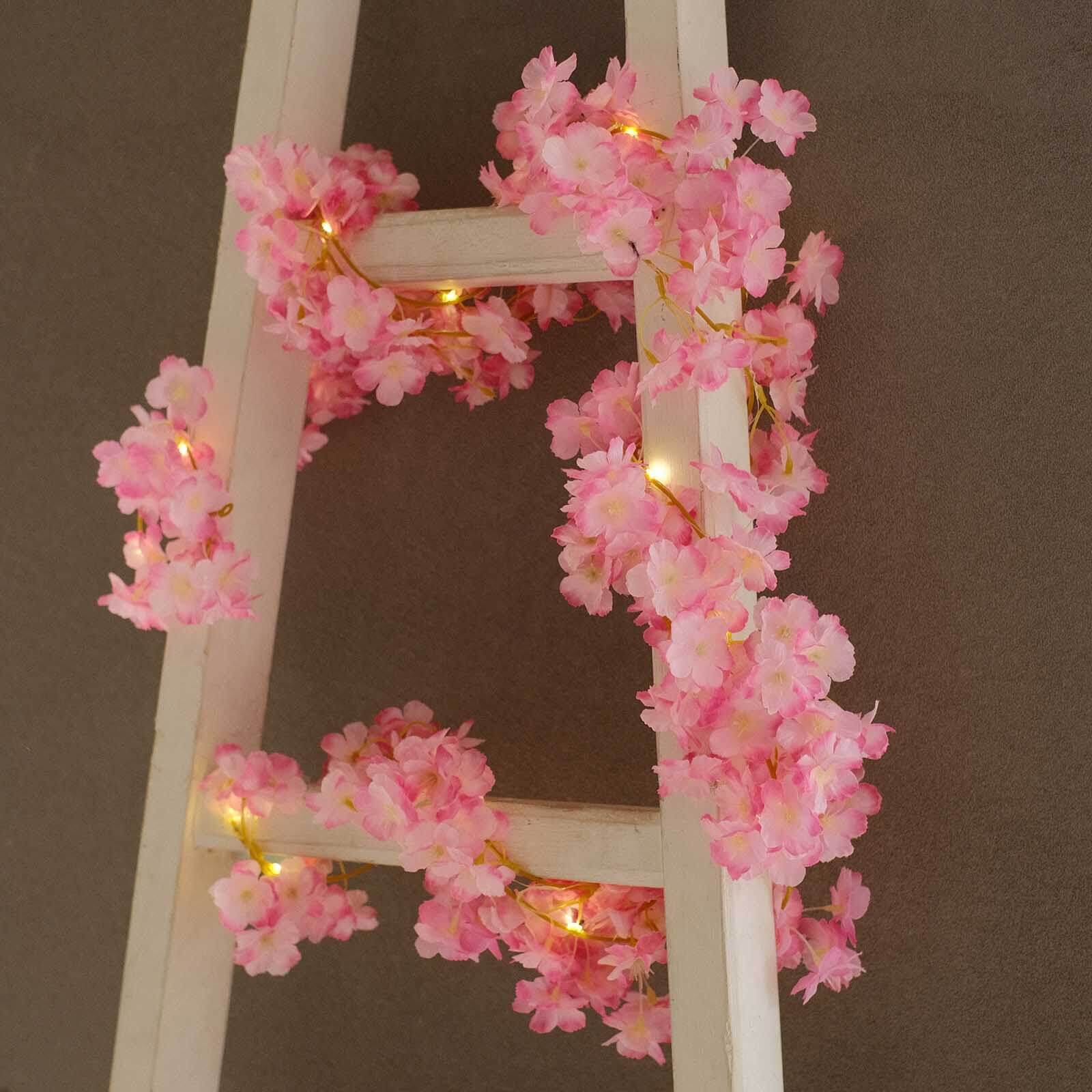 Cherry Blossom Garland String Lights Pink 6ft | eFavormart