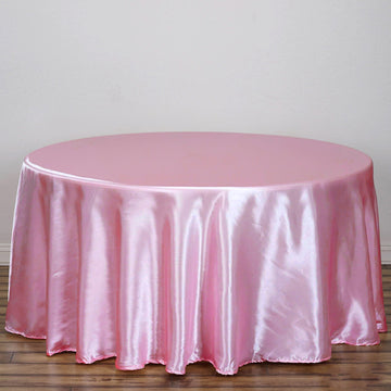 Pink Seamless Satin Round Tablecloth 120"