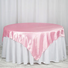 72 Inch x 72 Inch Pink Seamless Satin Square Tablecloth Overlay