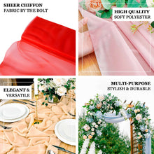 54inch x 10yard | Pink Solid Sheer Chiffon Fabric Bolt, DIY Voile Drapery Fabric