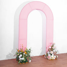 7ft Pink Spandex Fitted Open Arch Backdrop Cover, Double-Sided U-Shaped Wedding Arch Slipcover