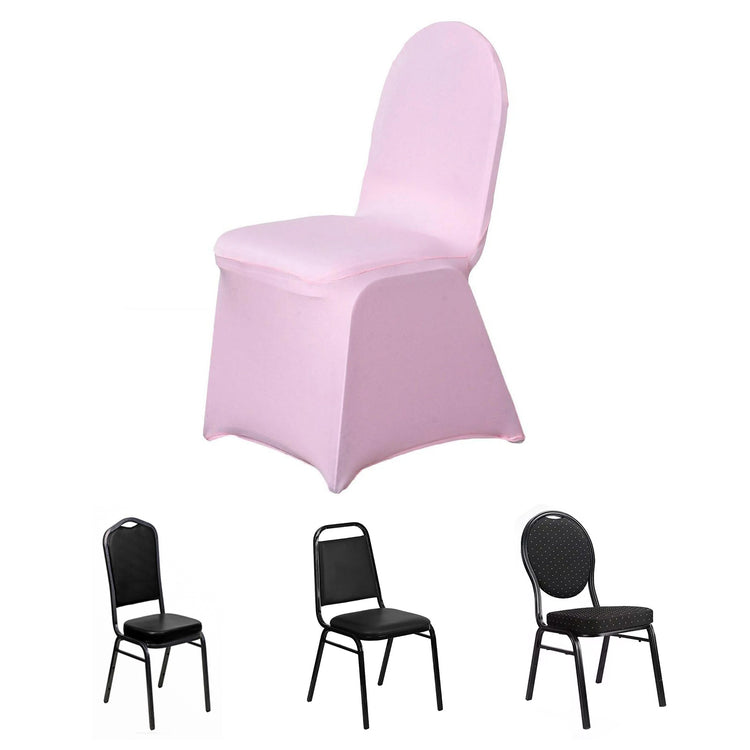 Pink Spandex Stretch Fitted Banquet Slip On Chair Cover 160 GSM