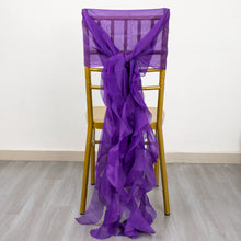 Chiffon Curly Purple Chair Sash