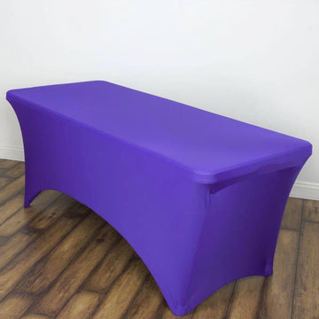 Purple Rectangular Stretch Spandex Tablecloth 6ft