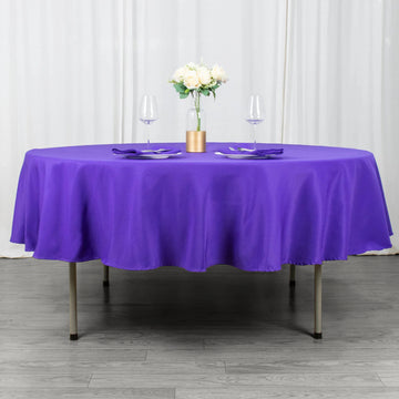 90" Purple Seamless Premium Polyester Round Tablecloth - 200GSM