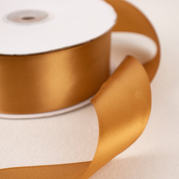 Add a Touch of Elegance with Gold Single Face Decorative Satin Ribbon