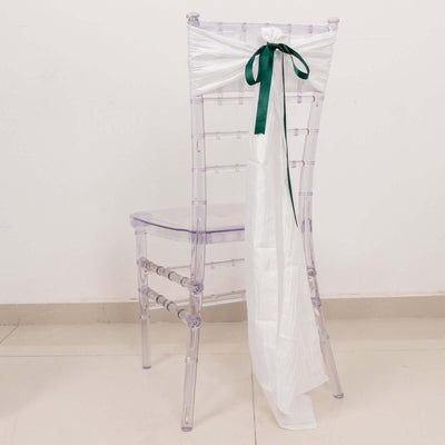 Clear chiavari chair with white and green ribbon decoration