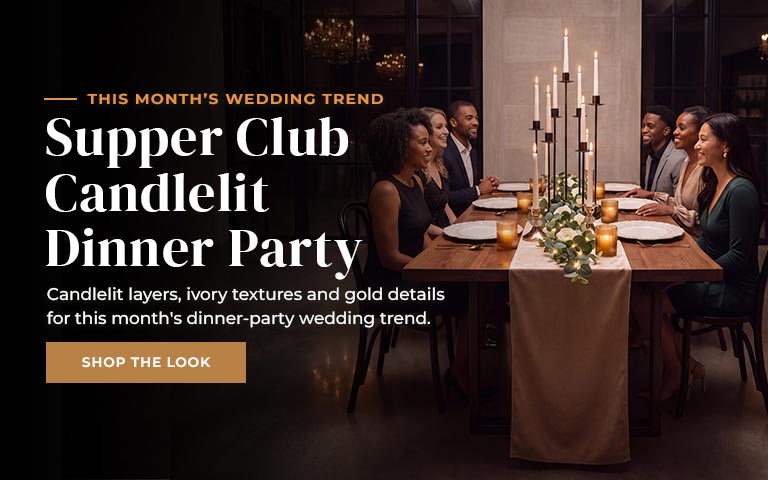 Experience the magic of a Supper Club Candlelit Dinner Party, where glowing candles, ivory textur...