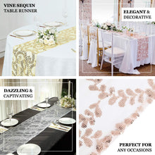 12x108inch Gold Leaf Vine Embroidered Sequin Mesh Like Table Runner