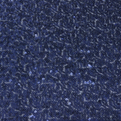 Navy blue sequin fabric with shimmering texture and sparkle.