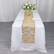 12x108inch Champagne Wave Mesh Table Runner With Embroidered Sequins