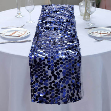 Navy Big Payette Sequin Table Runner 13"x108"