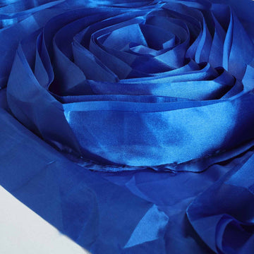 Create a Luxurious Ambiance with the Royal Blue Large Rosette Flower Premium Satin Table Runner