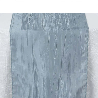 Elegant silver table runner with a textured finish.