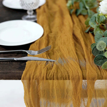 Create a Rustic or Boho Look with the Mustard Yellow Cheesecloth Table Runner