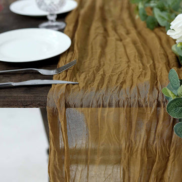 Create a Rustic and Bohemian Atmosphere with the Gold Gauze Cheesecloth Boho Table Runner 10ft
